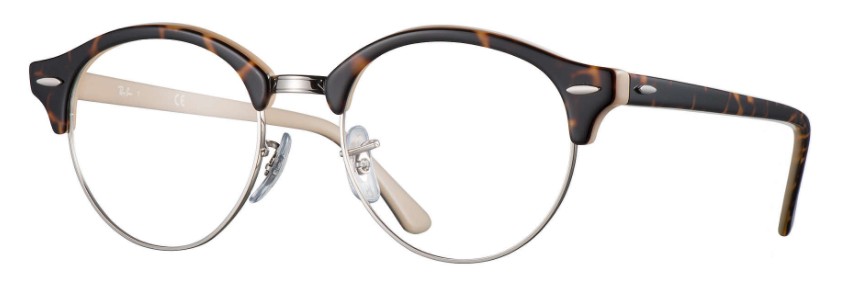 Óculos de grau Ray-Ban ClubRound Marrom Marfim Original 