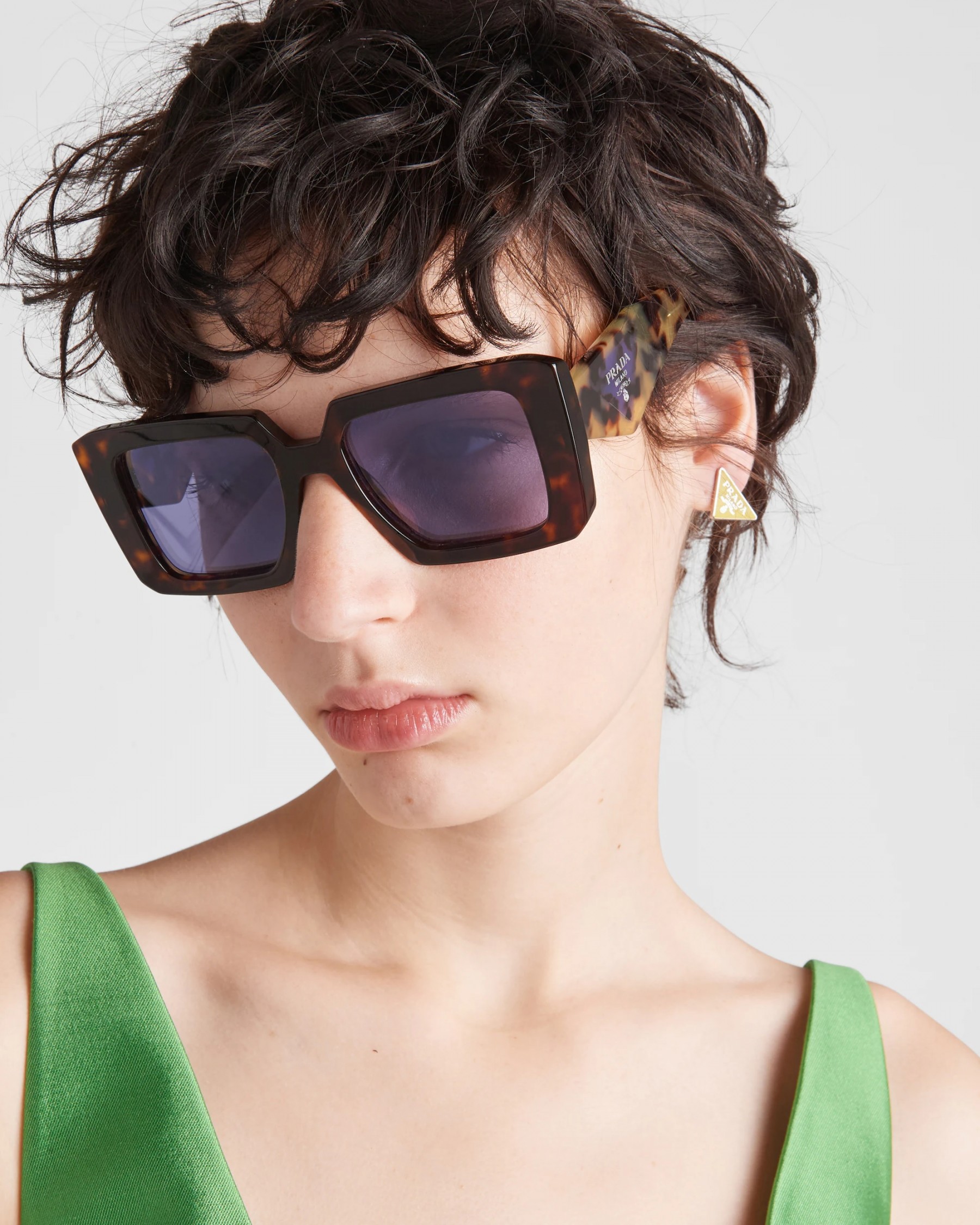 Óculos de Sol Feminino Prada Geométrico Branco